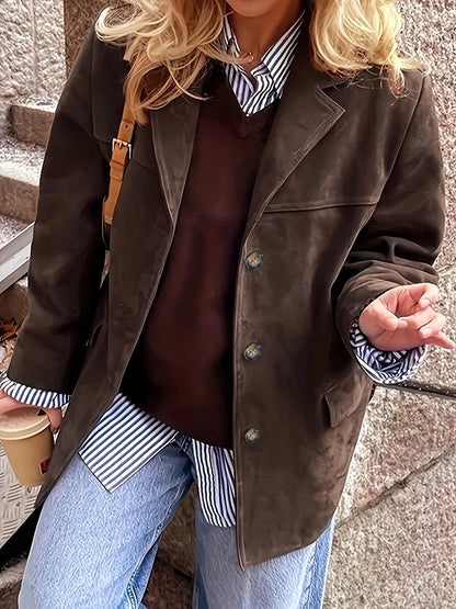 Lyra - Veste Classique Vintage en Daim