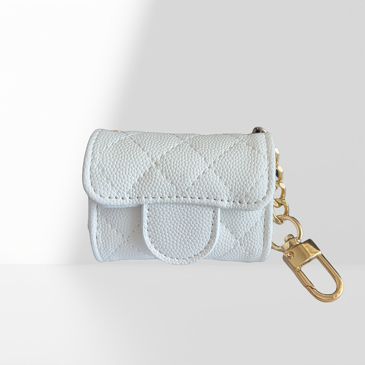 Zoé - Étui de Protection pour Earpods en Forme de Mini Sac à Main Rose Clair avec Porte-clés