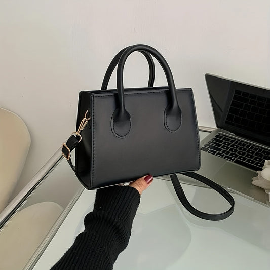 Freya - Sac à bandoulière et à main noir classique et élégant avec grande anse réglable en simili cuir
