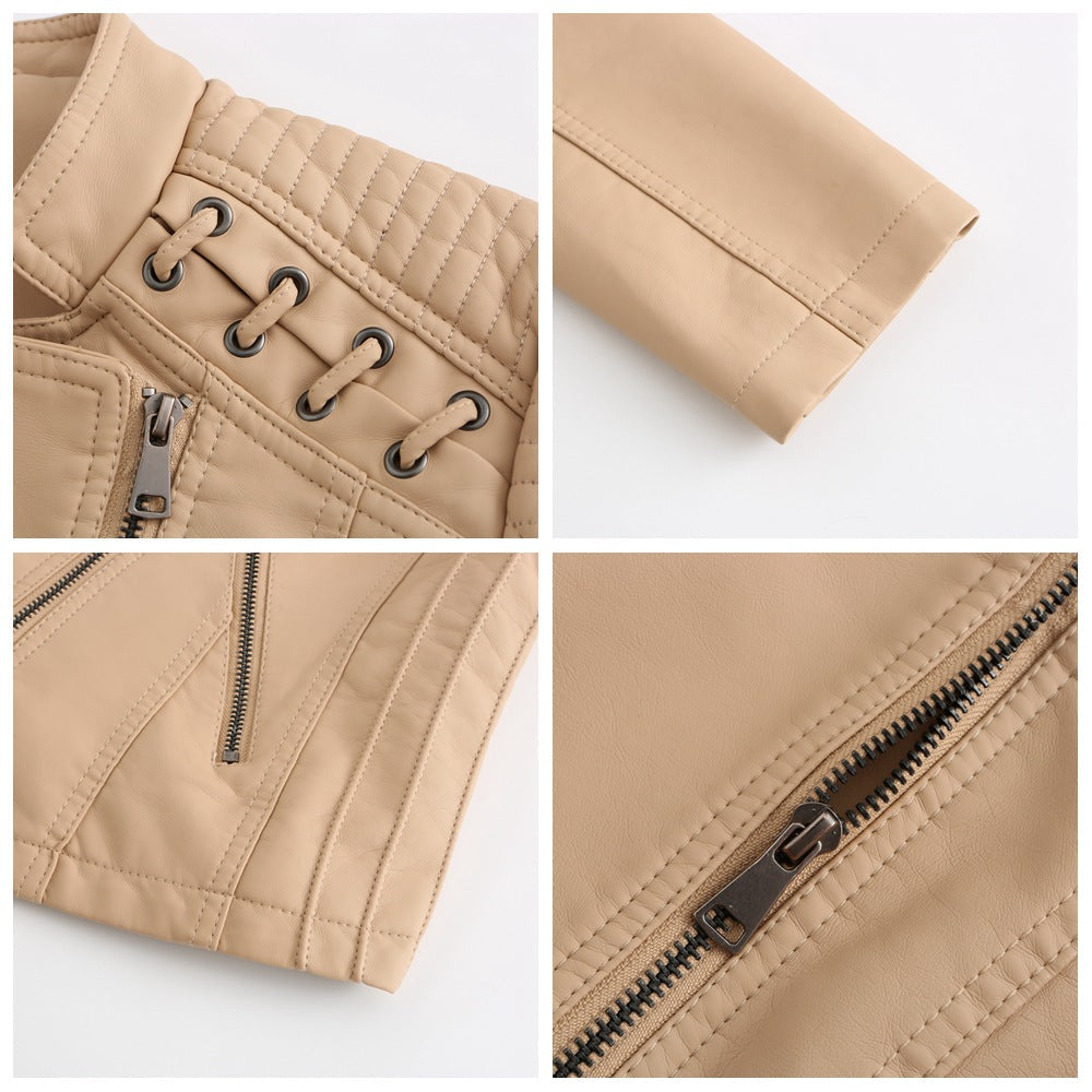 Aude - Veste en cuir de mouton lavé