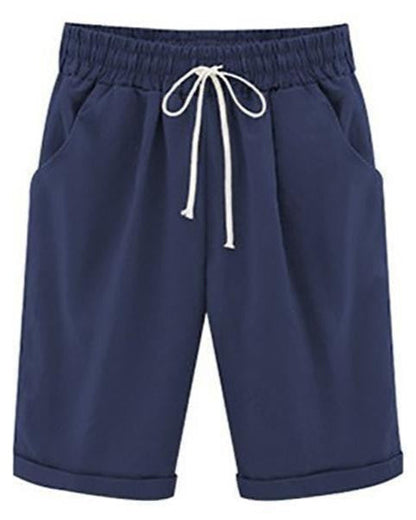 Zoe - Pantalon court en coton décontracté pour femme idéal pour l'été et les vacances avec poches et cordon