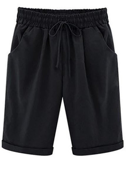 Zoe - Pantalon court en coton décontracté pour femme idéal pour l'été et les vacances avec poches et cordon