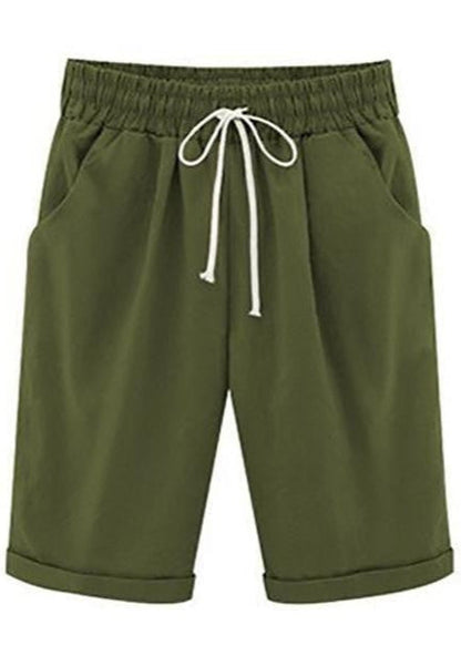 Zoe - Pantalon court en coton décontracté pour femme idéal pour l'été et les vacances avec poches et cordon