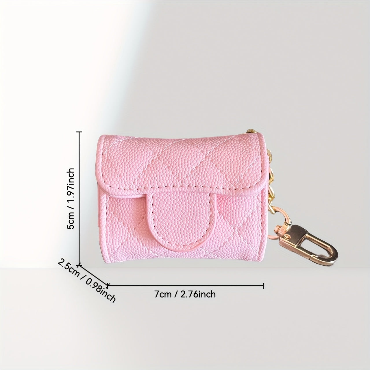 Zoé - Étui de Protection pour Earpods en Forme de Mini Sac à Main Rose Clair avec Porte-clés