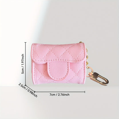 Zoé - Étui de Protection pour Earpods en Forme de Mini Sac à Main Rose Clair avec Porte-clés