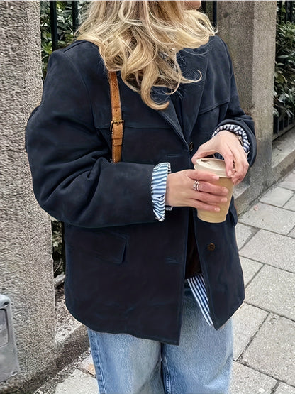 Maïwen - Veste de Mi-Saison en Suédine Vintage Incontournable pour Femme avec Boutons