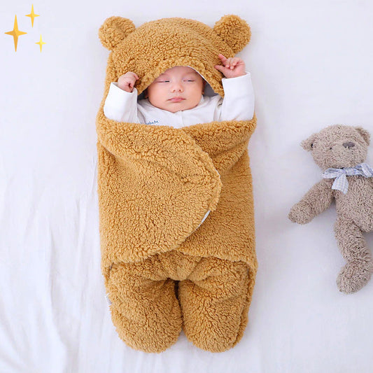 Gigoteuse ultra-douce en forme d'ours en peluche avec petites oreilles pour bébés de 0 à 6 mois