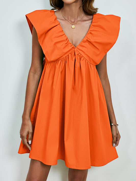 Laura – Robe Mini à Col en V avec Mancherons