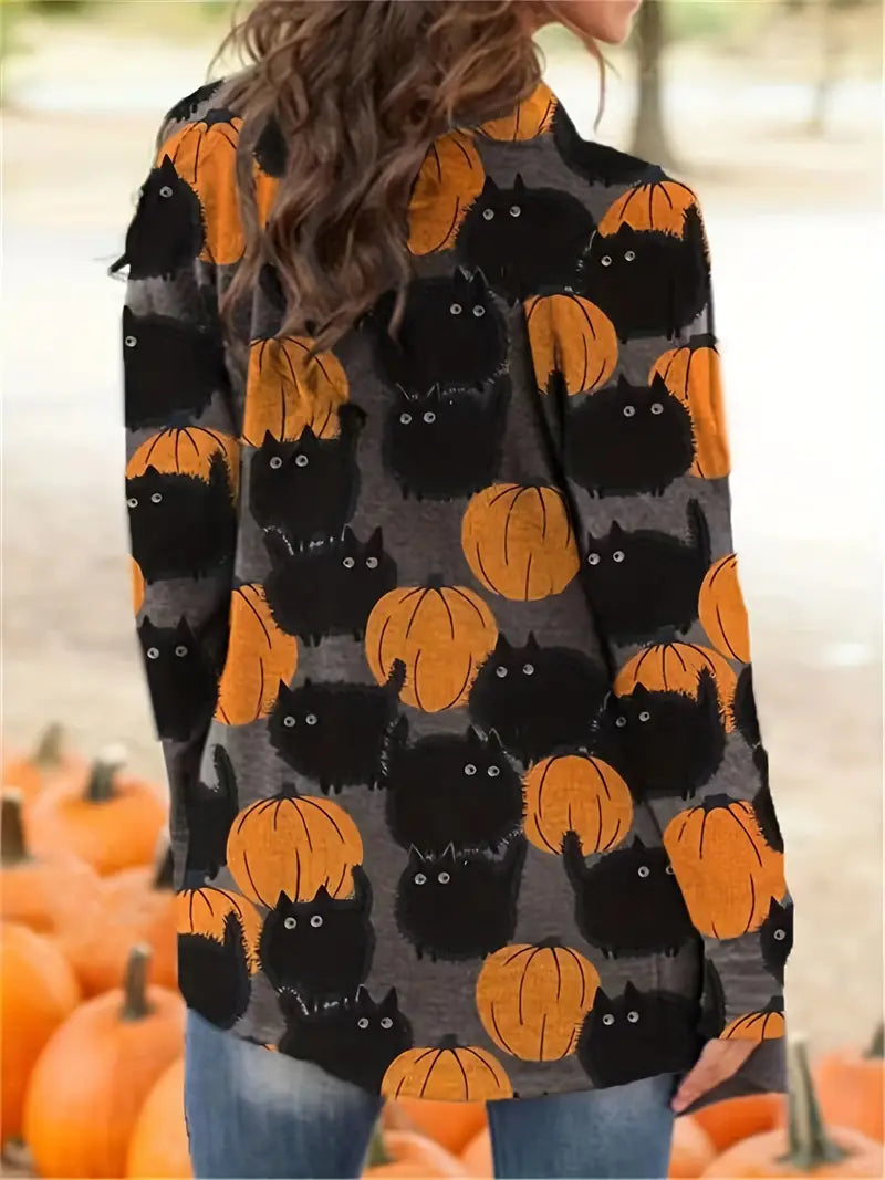 Sia - Gilet élégant à Motif de Citrouille pour Halloween