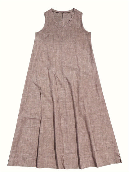 Élodie - Robe Sans Manches en Lin avec Décolleté en V
