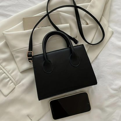 Freya - Sac à bandoulière et à main noir classique et élégant avec grande anse réglable en simili cuir