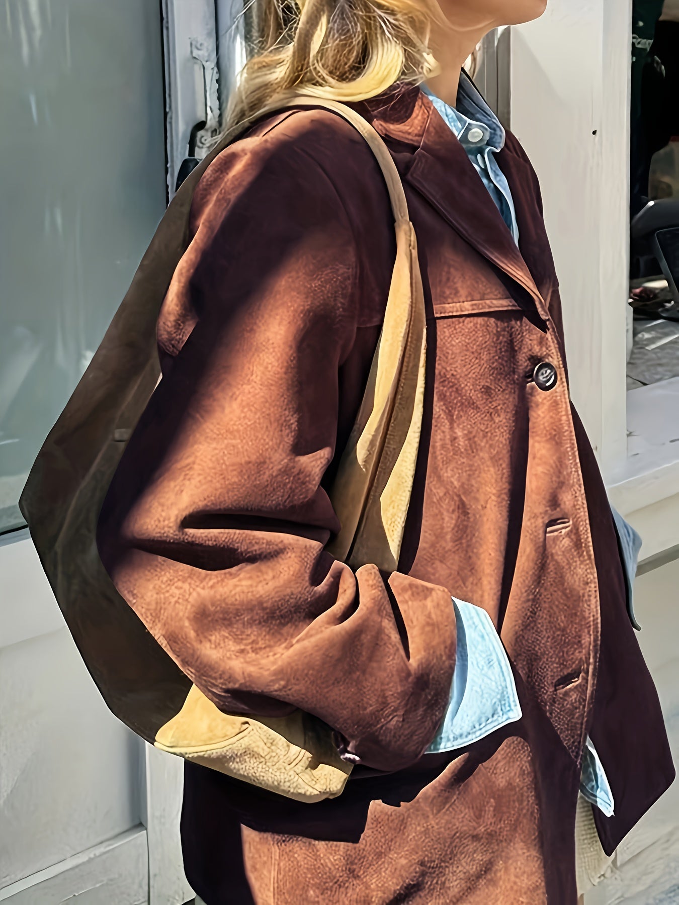 Maïwen - Veste de Mi-Saison en Suédine Vintage Incontournable pour Femme avec Boutons