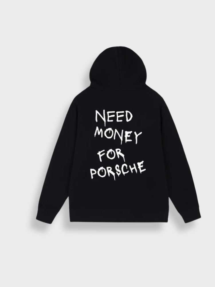 Clotilde - Sweat à capuche "Need Money for Porsche"