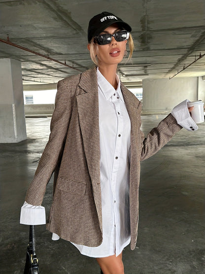 Florélie - Blazer Long Beige Élégant pour Femme | Business Casual – Veste de Printemps Parfaite