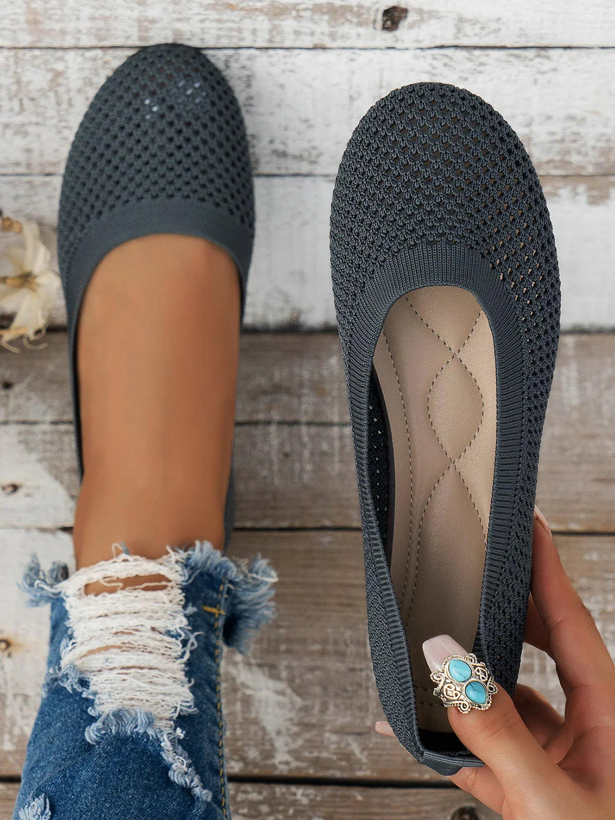 Sophia - Ballerines en Tissu Mesh Légères et Respirantes avec Semelle à Soutien Supplémentaire pour l'Été