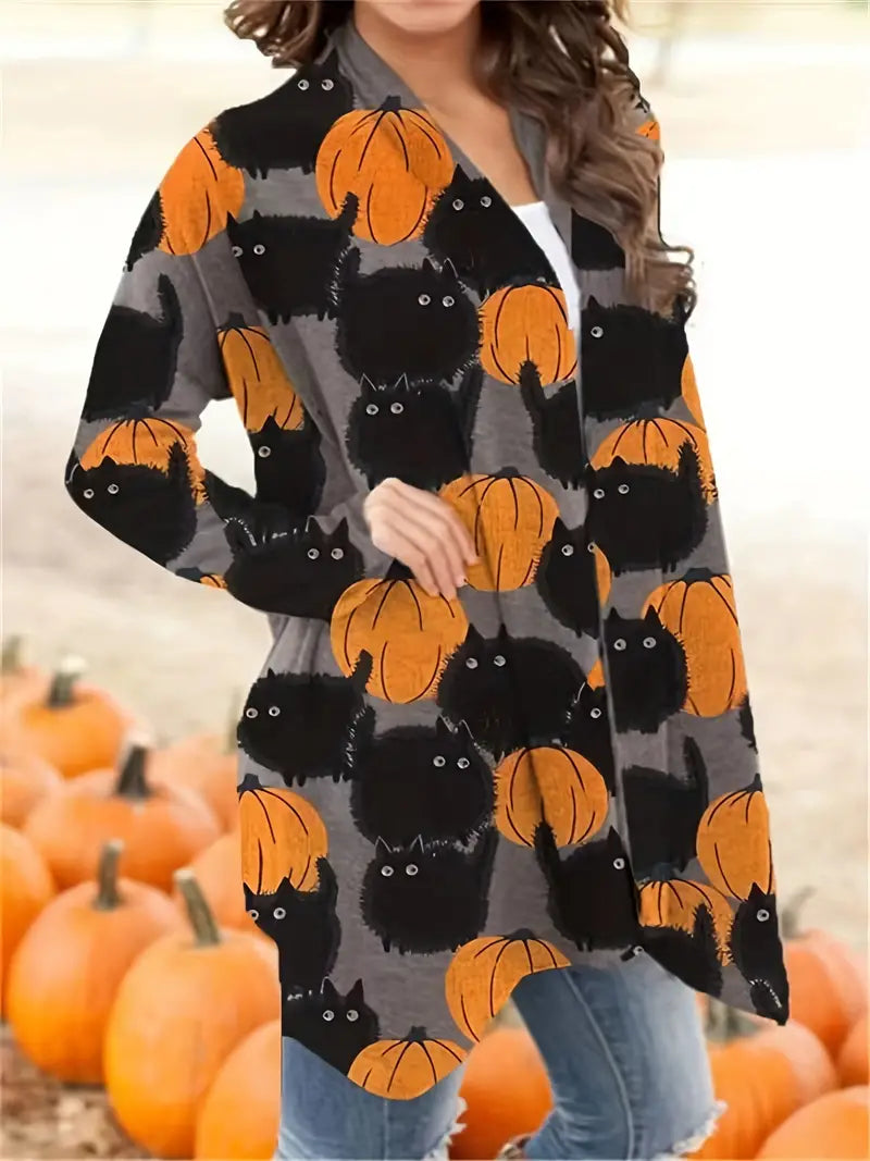 Sia - Gilet élégant à Motif de Citrouille pour Halloween