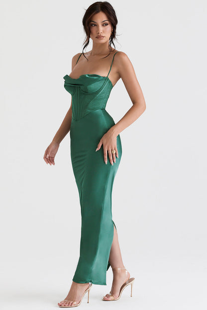 Luna - Robe Maxi Corset en Satin