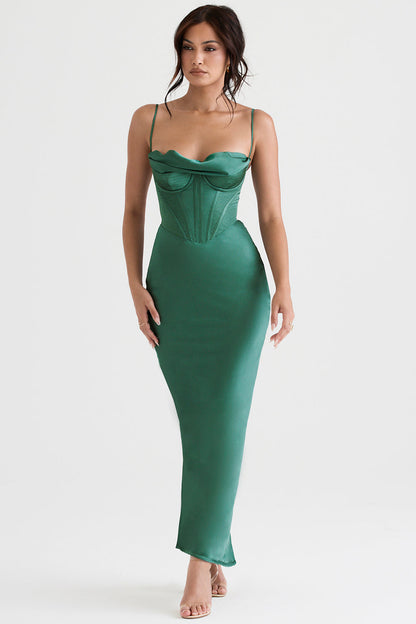 Luna - Robe Maxi Corset en Satin