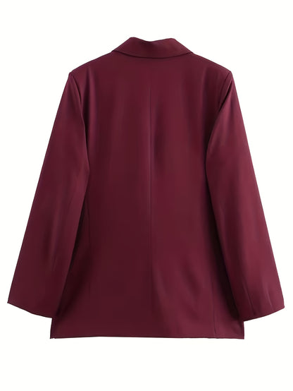Iréva - Blazer Oversize Classique Bordeaux pour Femme – Veste de Mi-Saison