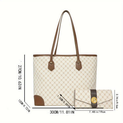 Elara - Sac à Main Vintage Élégant et Classique à Deux Pièces avec Portefeuille Assorti