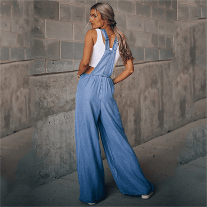 Ava - Salopette en Jean à Jambes Évasées