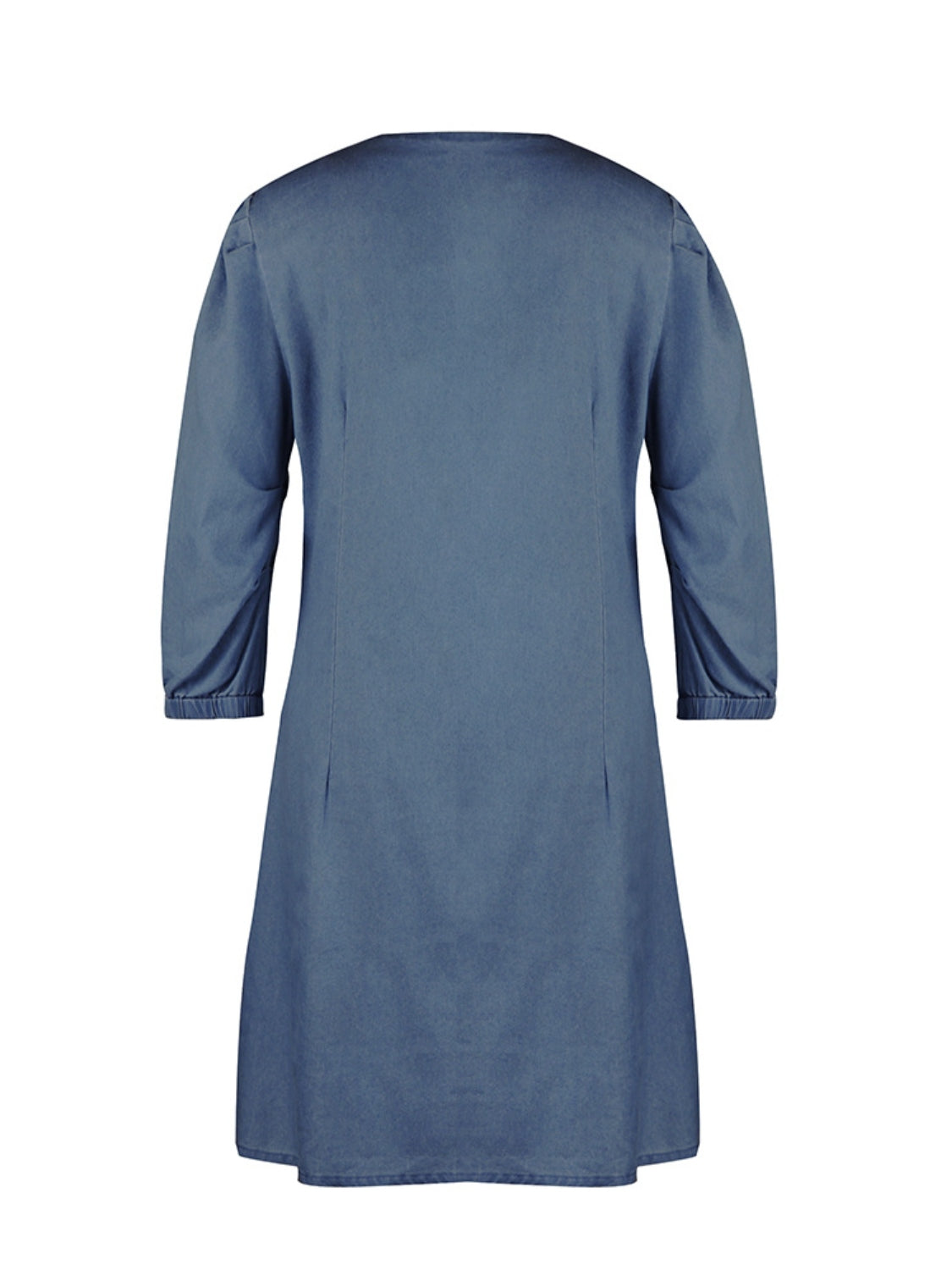 Noémie – Robe Courte en Jean avec Décolleté en V et Manches Mi-Longues