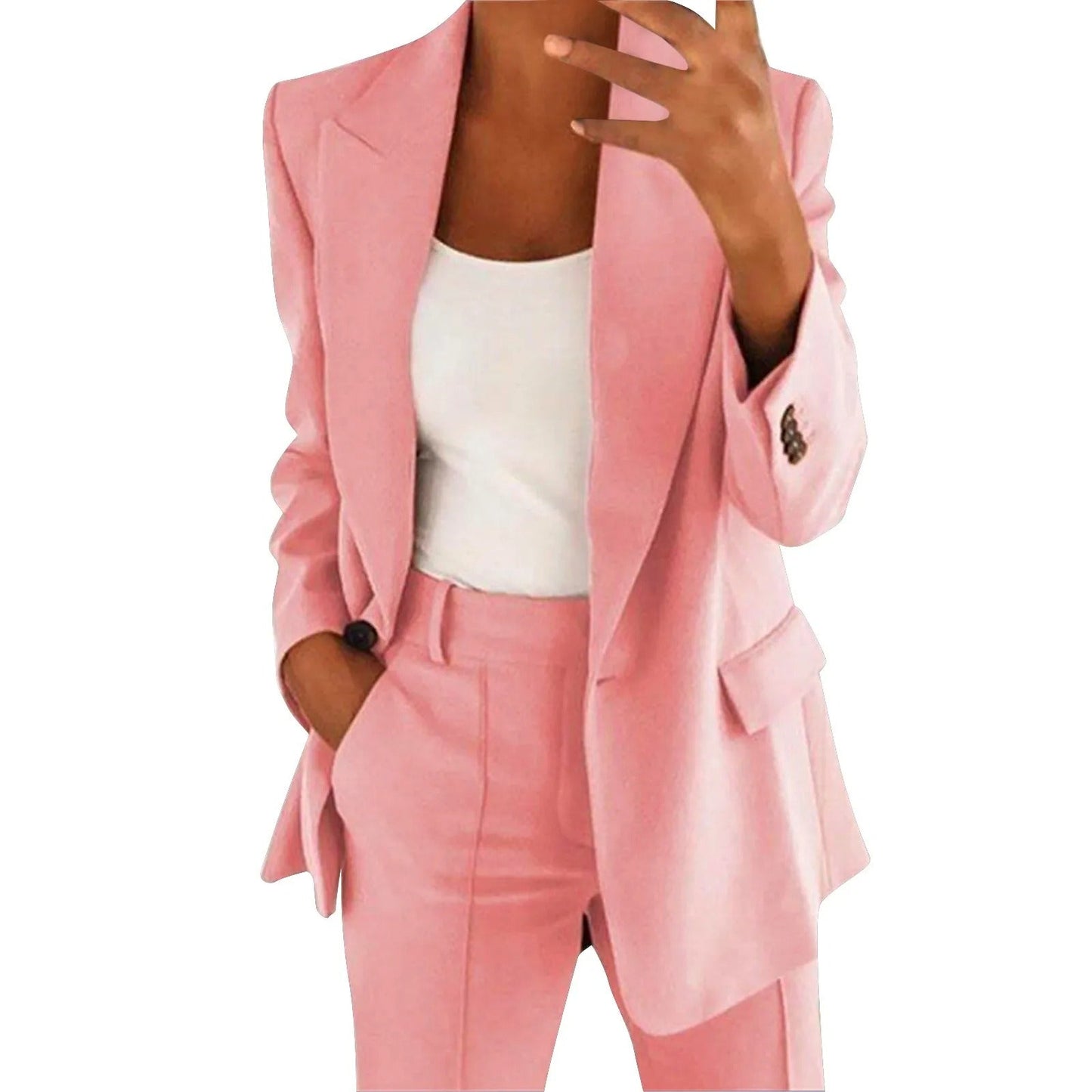 VeraModa Ensemble de couleur unie pour femmes avec veste, blazer et pantalon