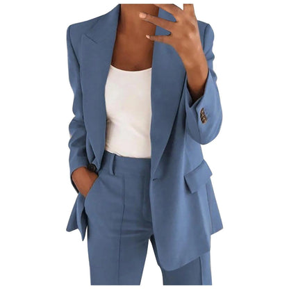Amélie - Ensemble Femme avec Blazer et Pantalon de Couleur Unie