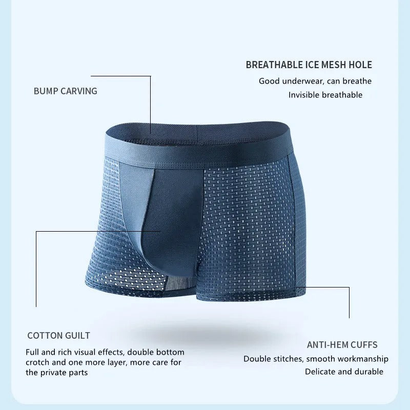 Boxers en bambou - Lot de 4 pour hommes avec maille respirante pour un confort optimal dans toutes les activités