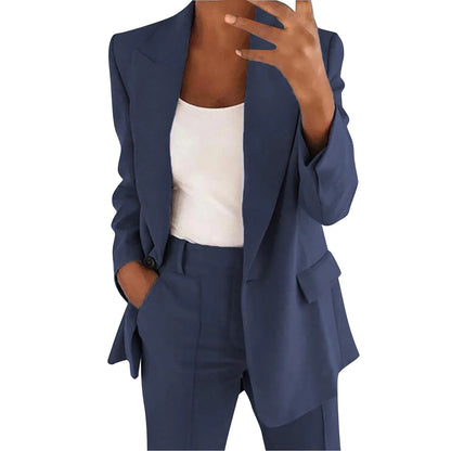 VeraModa Ensemble de couleur unie pour femmes avec veste, blazer et pantalon