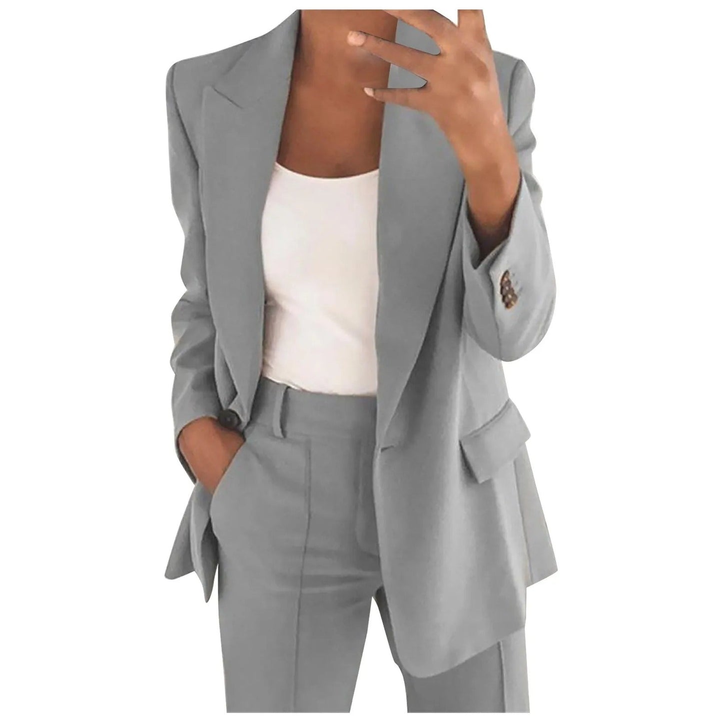 VeraModa Ensemble de couleur unie pour femmes avec veste, blazer et pantalon