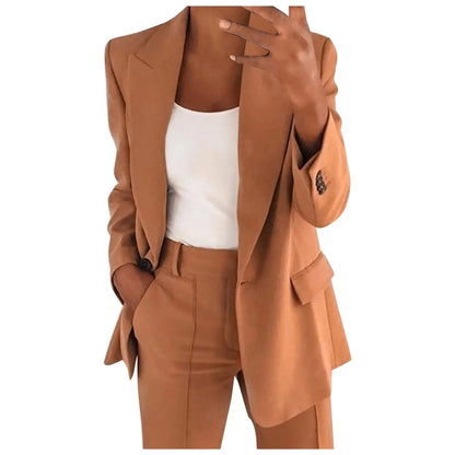 Amélie - Ensemble Femme avec Blazer et Pantalon de Couleur Unie