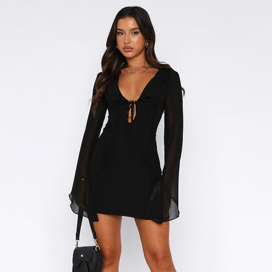 Jenna - Robe Mini avec Manches Transparentes