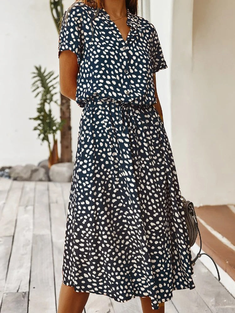 Sophia - Robe à imprimé léopard avec un chapeau en paille
