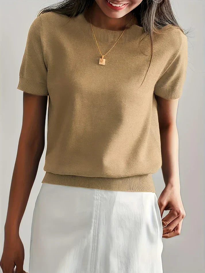 Olivia - Haut Tricot à Manches Courtes