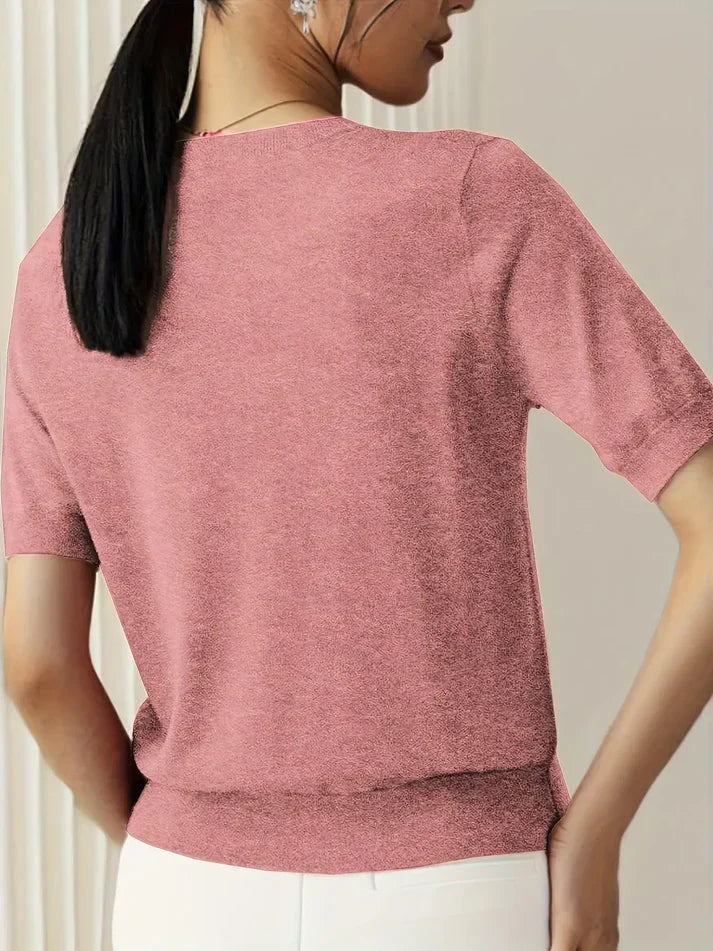 Olivia - Haut Tricot à Manches Courtes