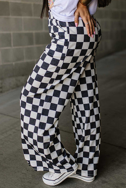 Emily – Pantalon à Jambes Amples à Carreaux