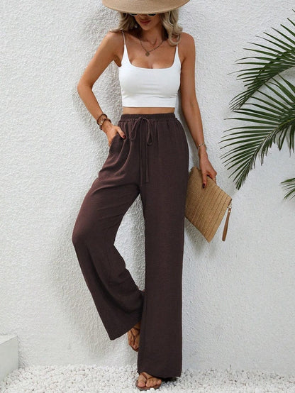 Mia - Pantalons taille haute avec cordon de serrage