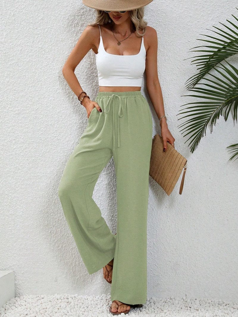 Mia - Pantalons taille haute avec cordon de serrage