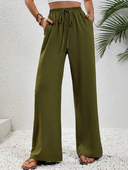 Mia - Pantalons taille haute avec cordon de serrage
