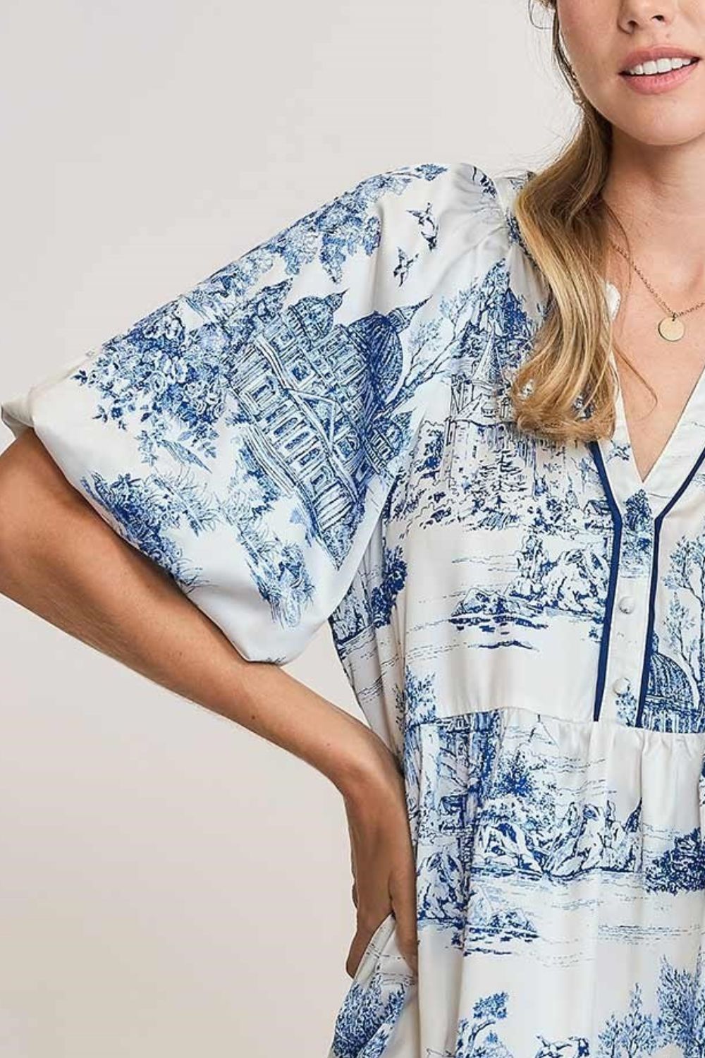 Aveline - Robe tunique bleu français