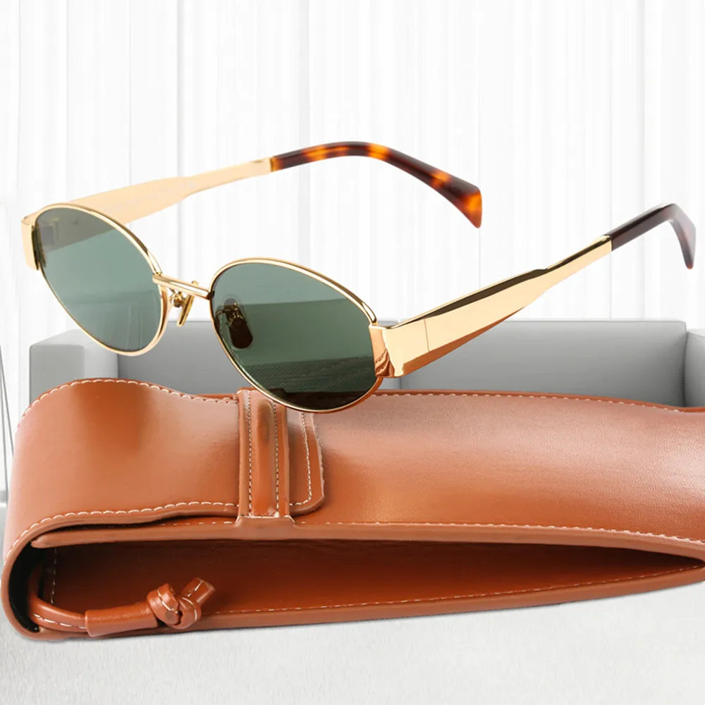 Mia - Lunettes de Soleil Rétro Rondes avec Détails Dorés