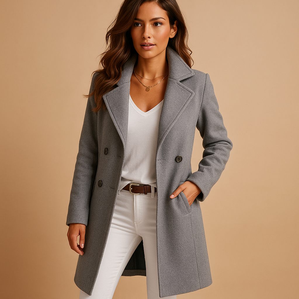 Auroreline - Trench-coat Élégant et Chaud pour Femme – Manteau de Mi-Saison Avec Col