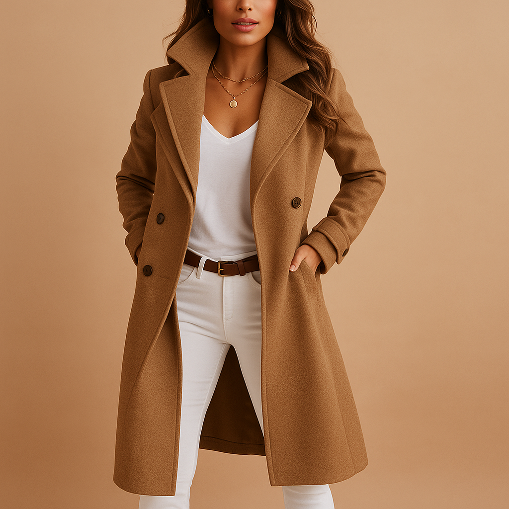 Auroreline - Trench-coat Élégant et Chaud pour Femme – Manteau de Mi-Saison Avec Col