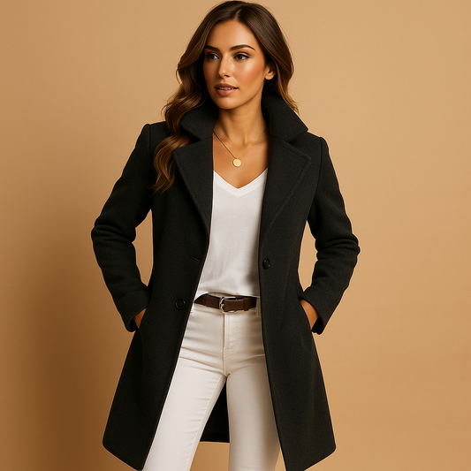 Auroreline - Trench-coat Élégant et Chaud pour Femme – Manteau de Mi-Saison Avec Col