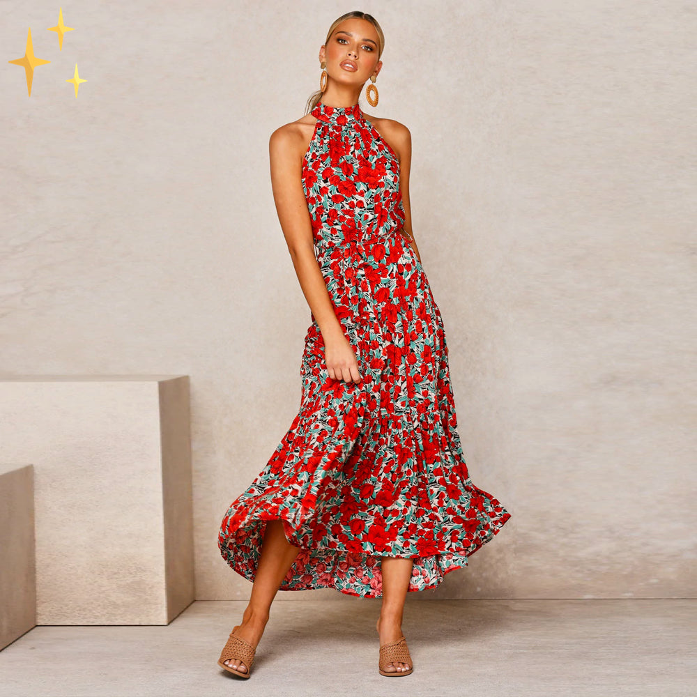 Ella robe d'été maxi dos nu avec pois et ceinture pour un look féminin magnifique