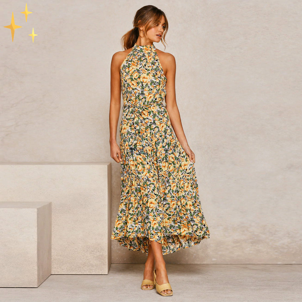 Ella robe d'été maxi dos nu avec pois et ceinture pour un look féminin magnifique