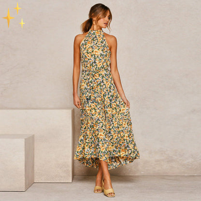 Ella robe d'été maxi dos nu avec pois et ceinture pour un look féminin magnifique