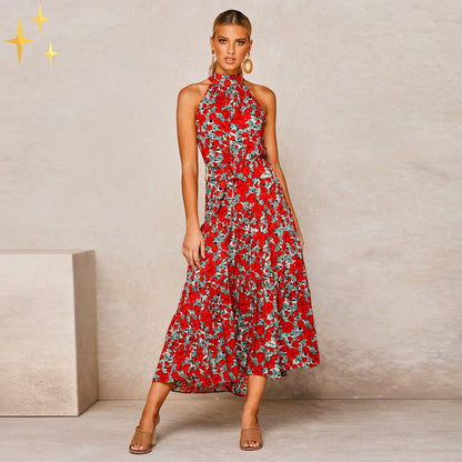 Ella robe d'été maxi dos nu avec pois et ceinture pour un look féminin magnifique