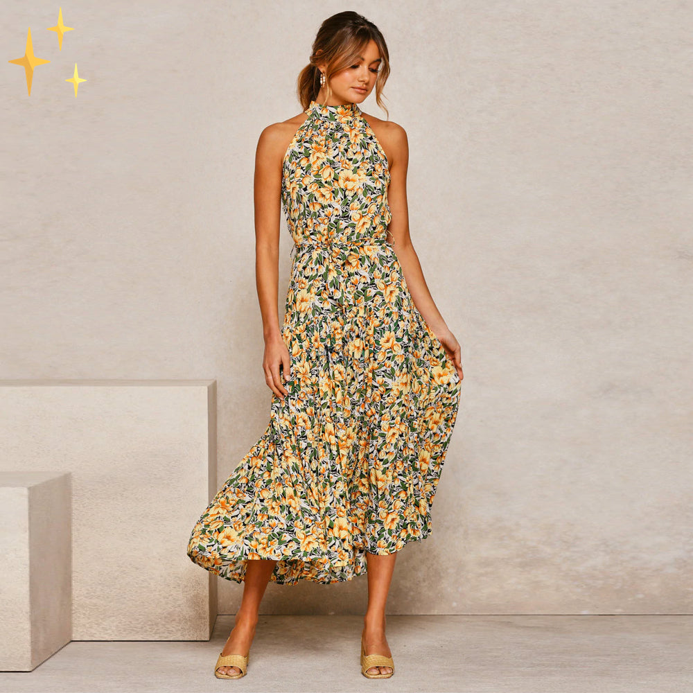 Ella robe d'été maxi dos nu avec pois et ceinture pour un look féminin magnifique